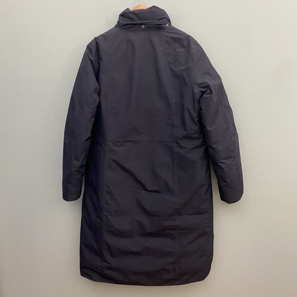 Lands End Down Filled Long Coat Womens Medium Black Pockets Outdoor Warm - Picture 2 of 13